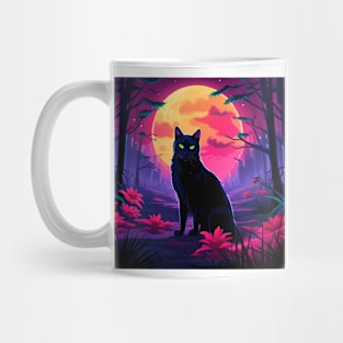 BLACK CAT IN THE NIGHT COLORFUL Mug